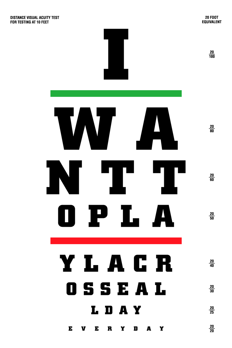 Eye Chart Metal Lacrosse Sign